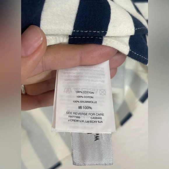 J. Crew Asymmetrical Navy and White Ruffle Striped Peplum Top Women’s Small - Picture 10 of 16